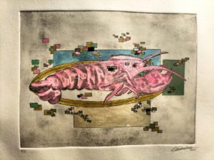Guillaume-LANDEMAINE-8-Variation-sur-la-toile-de-Franz-Sniders-NATURE-MORTE-DE GIBIERS-de-volailles-et-de-fruits-gravure-25x30cm